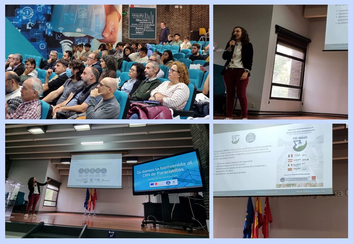 CMICE_Leganes's tweet photo. Last 9th October, taking advantage of the multiplier event of the European project #Drones4VET at the CRN de Edificación y Obra Civil de Paracuellos, we had the opportunity to present our project RE-MAIN.
https://t.co/DjogKORa7c
#REMAINProject #EuropeanProjects https://t.co/FRp2BAddNG
