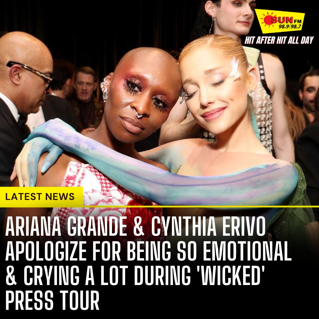 sunfmlk's tweet image. Ariana Grande and Cynthia Erivo are emotional while promoting Wicked, joking about their tears and bond, especially after both had COVID during filming.
#Ariana #ArianaGrande #arianator #cynthiaerivo #wicked #wickedwitch #wickedmusical #trend #trending #lk