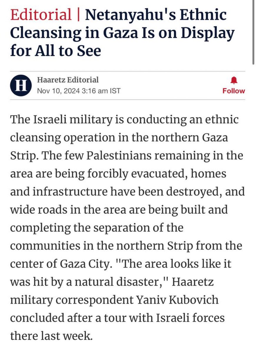 Megatron_ron's tweet image. BREAKING:

🇮🇱 Israeli media outlet Haaretz: 

"Netanyahu is carrying out ethnic cleansing in northern Gaza"