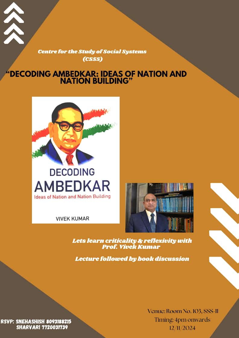 _snehashish's tweet photo. Tomorrow at 4 PM. CSSS, Room No 103. Book discussion of Decoding Ambedkar, by Prof. Vivek Kumar.
@VivekkumarProf https://t.co/dECtFJw7G7