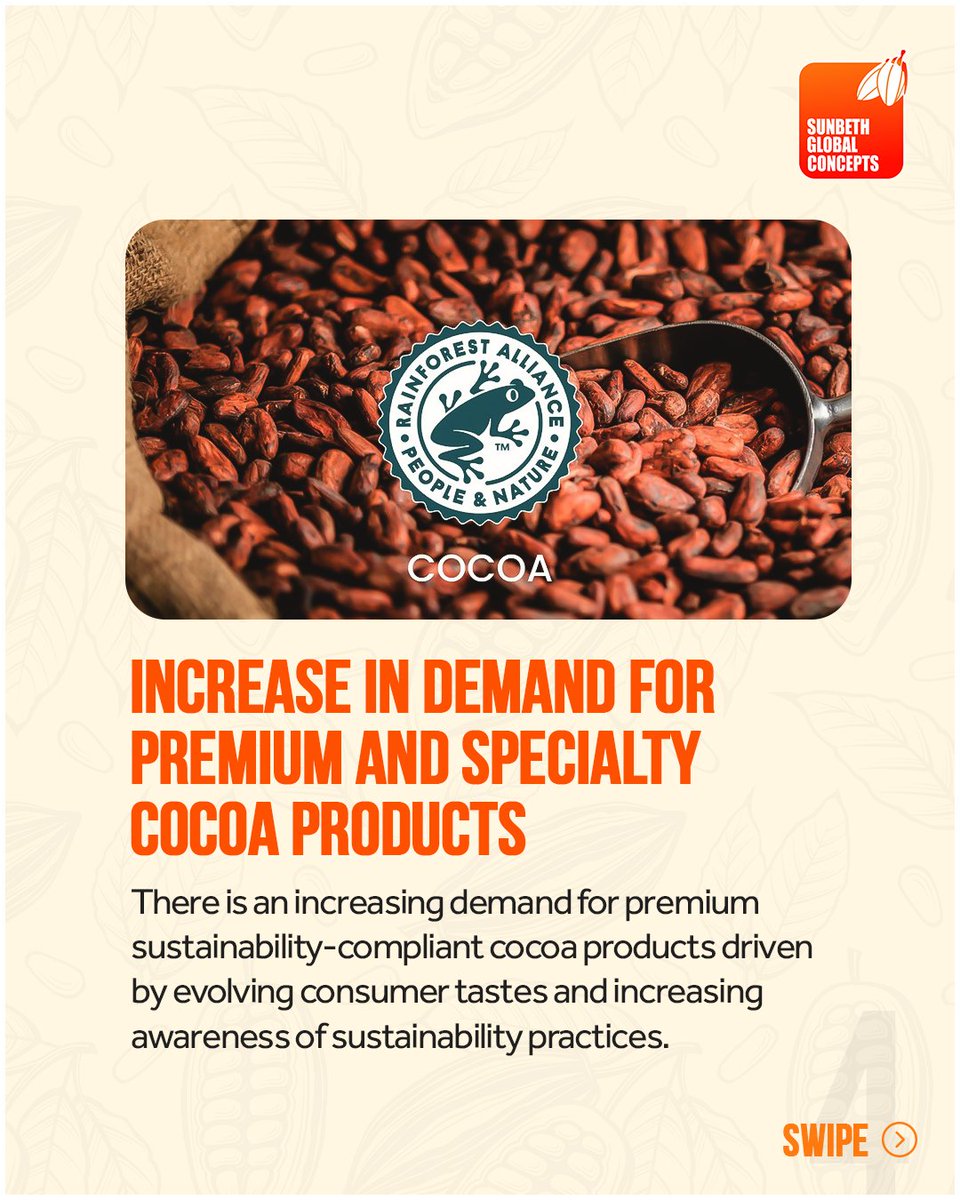 sunbethgc's tweet image. Which of these trends is likely to have the most impact on the industry in the new year?

#cocoaindustry #cocoaproduction #cocoaseason #cocoafarming #cocoaharvestseason #sunbethglobalconcepts #sustainabalecocoa #EUDR