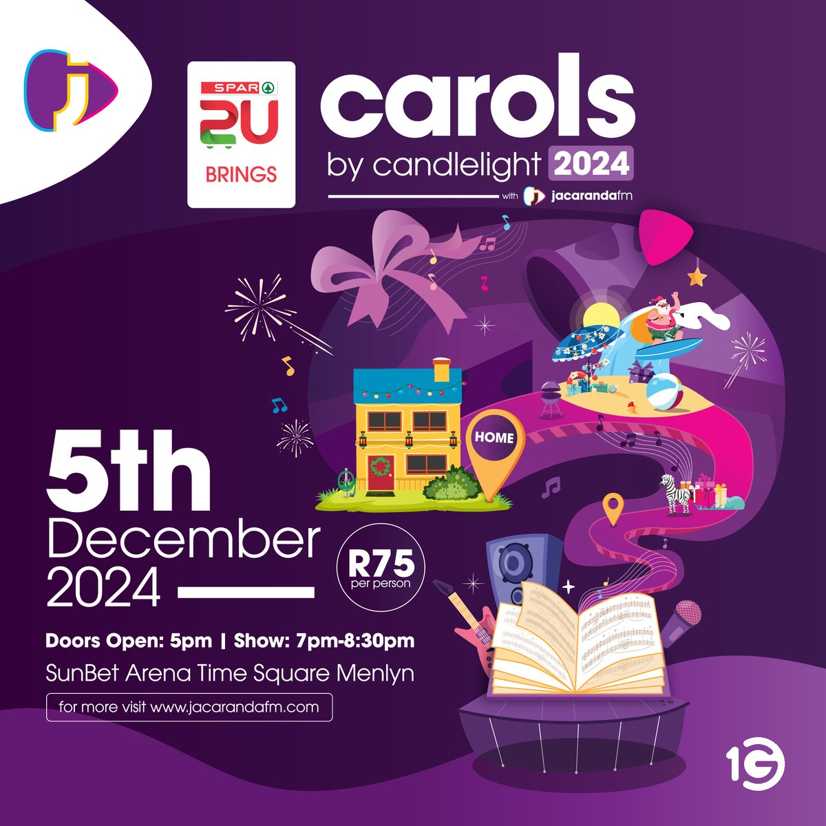 Join us for a magical night of song and celebration at the <a href="/My_SPAR/">My SPAR</a> Carols by Candlelight, presented by Jacaranda 94.2! 

Bring your loved ones and celebrate the festive season with us at <a href="/timesquareza/">Time Square</a> in Pretoria.

📷 Tickets at jacarandafm.com
#SPARJacaCarols