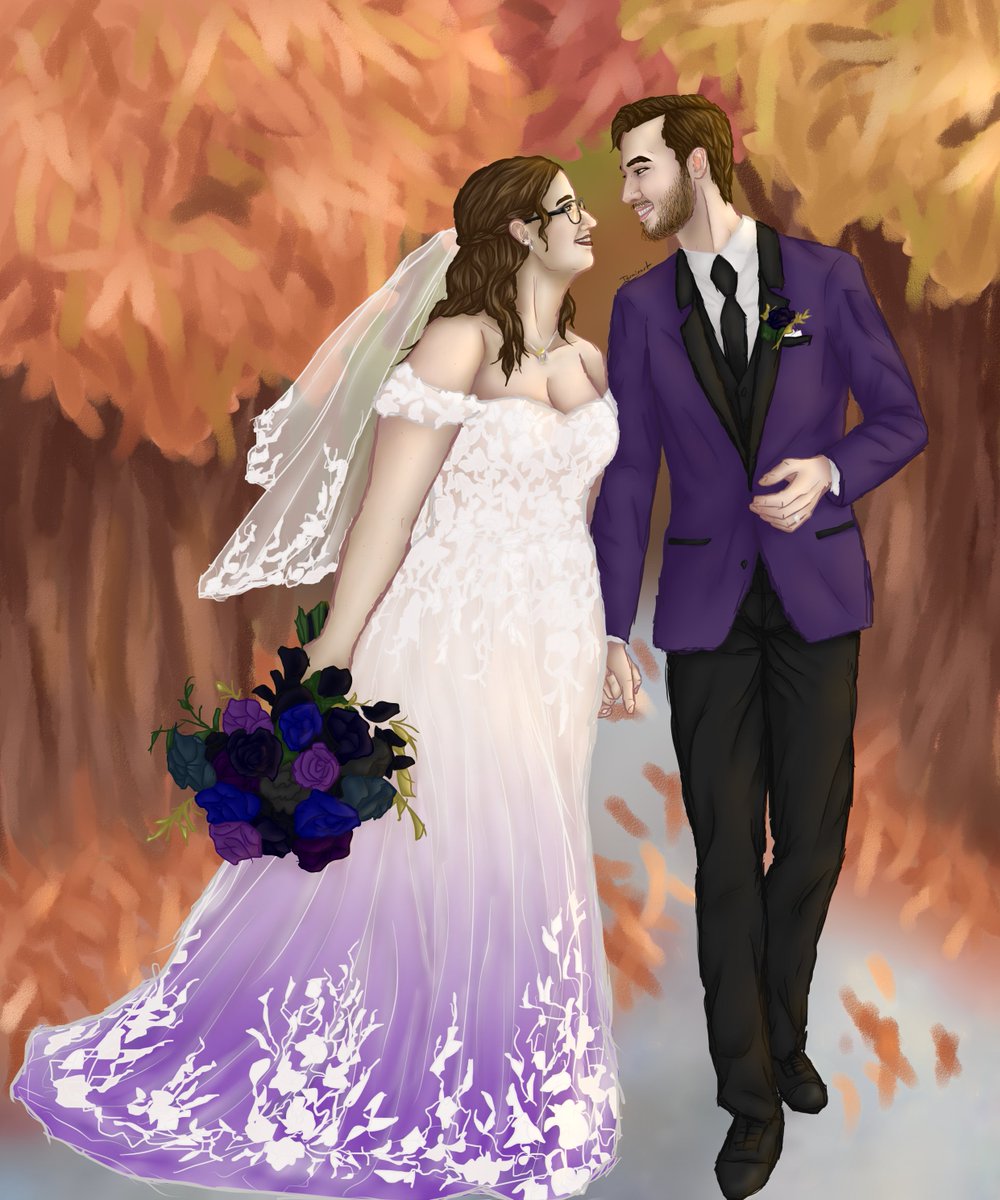 tarminart's tweet photo. I kinda mentioned this, but @Kedigori and I eloped on Oct 5, and since we couldn't have our dream wedding right now, I thought I would just draw it 💜 https://t.co/nmNOduxT5H