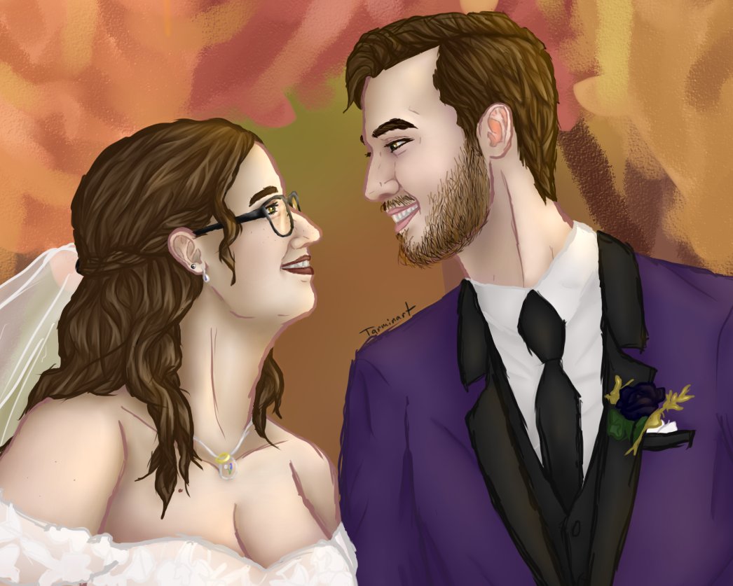 tarminart's tweet photo. I kinda mentioned this, but @Kedigori and I eloped on Oct 5, and since we couldn't have our dream wedding right now, I thought I would just draw it 💜 https://t.co/nmNOduxT5H