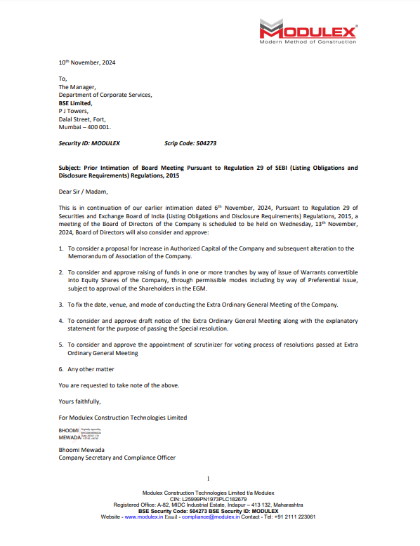 PassiveIncomeFS's tweet image. #Modulex Board meeting to discuss capital increase and fund raising