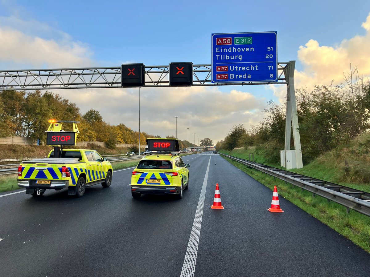 LPG-tank lekt na ongeval op A58 richting Tilburg, brandweer ter plaatse