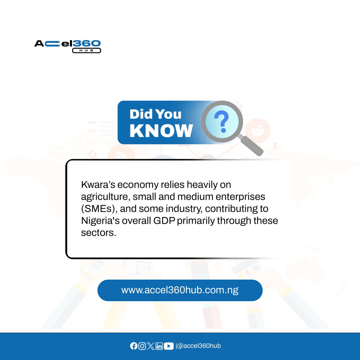 accel360hub's tweet image. Did You Know? 🧐

Kwara's economy thrives on agriculture, small and medium enterprises (SMEs), and industry, contributing significantly to Nigeria's overall GDP! 💼🚜