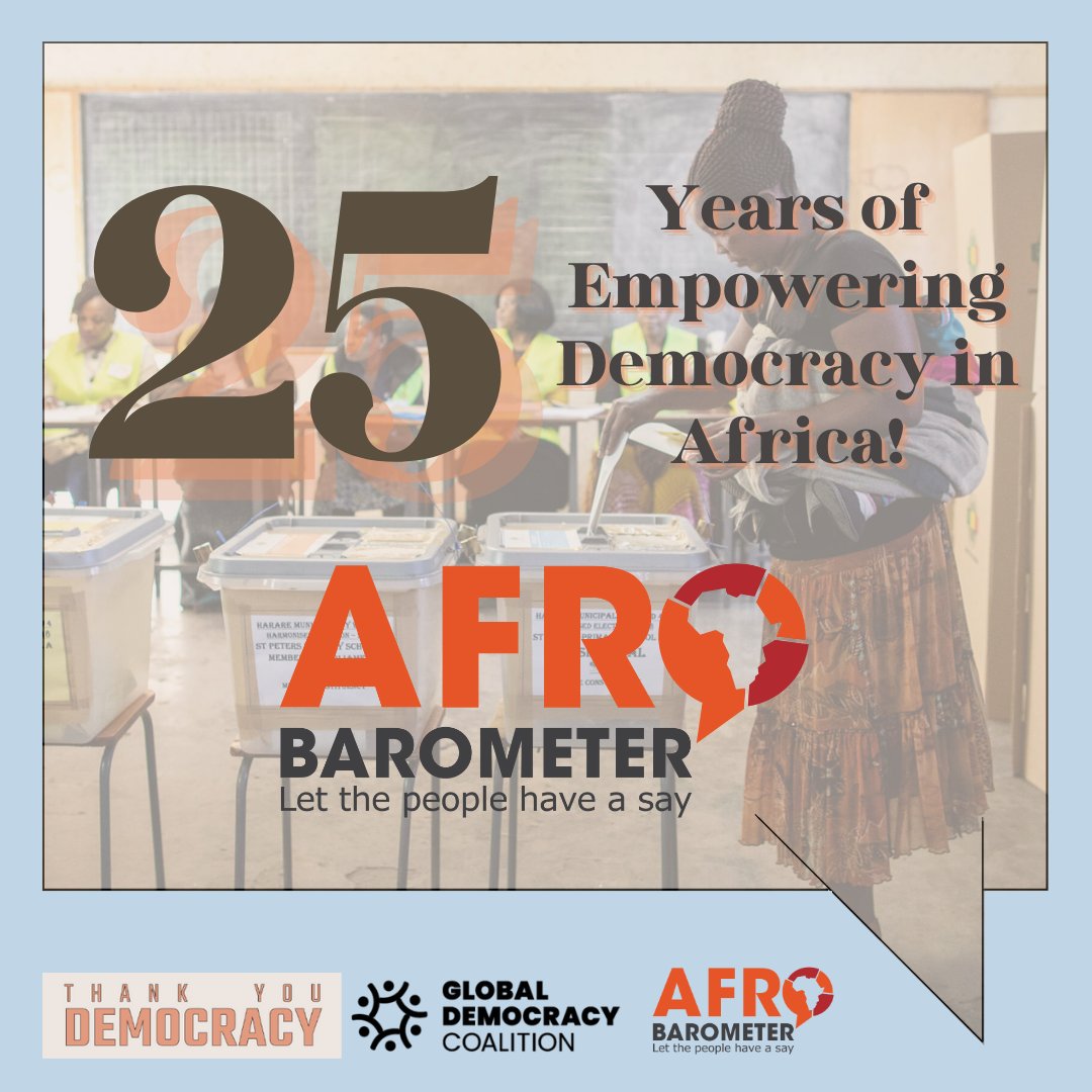 Global Democracy Coalition (@glodemcoalition) on Twitter photo Positive Outcome Stories Series - <a href="/afrobarometer/">Afrobarometer</a>: Strengthening democracy in Africa by projecting citizens’ voices
Afrobarometer has devoted 25 years to gathering, analyzing, and disseminating data from 42 African countries on what citizens think about democracy, transparency, Positive Outcome Stories Series - <a href="/afrobarometer/">Afrobarometer</a>: Strengthening democracy in Africa by projecting citizens’ voices
Afrobarometer has devoted 25 years to gathering, analyzing, and disseminating data from 42 African countries on what citizens think about democracy, transparency,