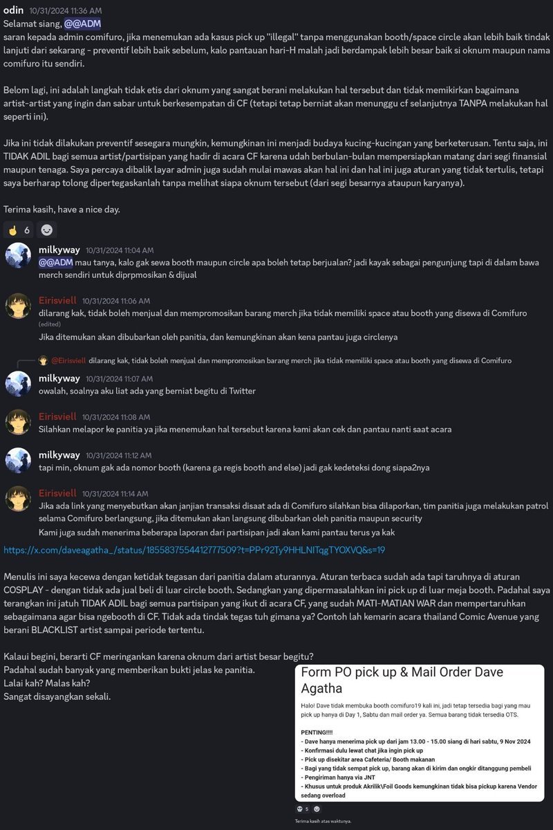 aiboism's tweet photo. Gue dan ratusan artist diluar sana war slot booth CF sampe mules dan panik seharian, bukan untuk di disrespect sama artist gatau etika dan aji mumpungan kayak kamu gini ya Dave Agatha. Have some shame.

Tolong ditindak dong staff-san @comifuro https://t.co/JNlZSbH9S2