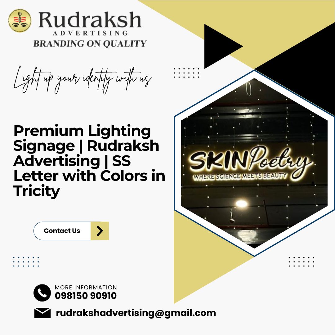 RudrakshAd1977's tweet image. Enhance your brand's visibility with illuminated SS letters by Rudraksh Advertising! Perfect for Tricity businesses, these vibrant signs ensure your brand shines day and night.
📞098150 90910
🌐rudrakshadvertising@gmail.com

#ssletters #tricity #chandigarh #mohali #logo