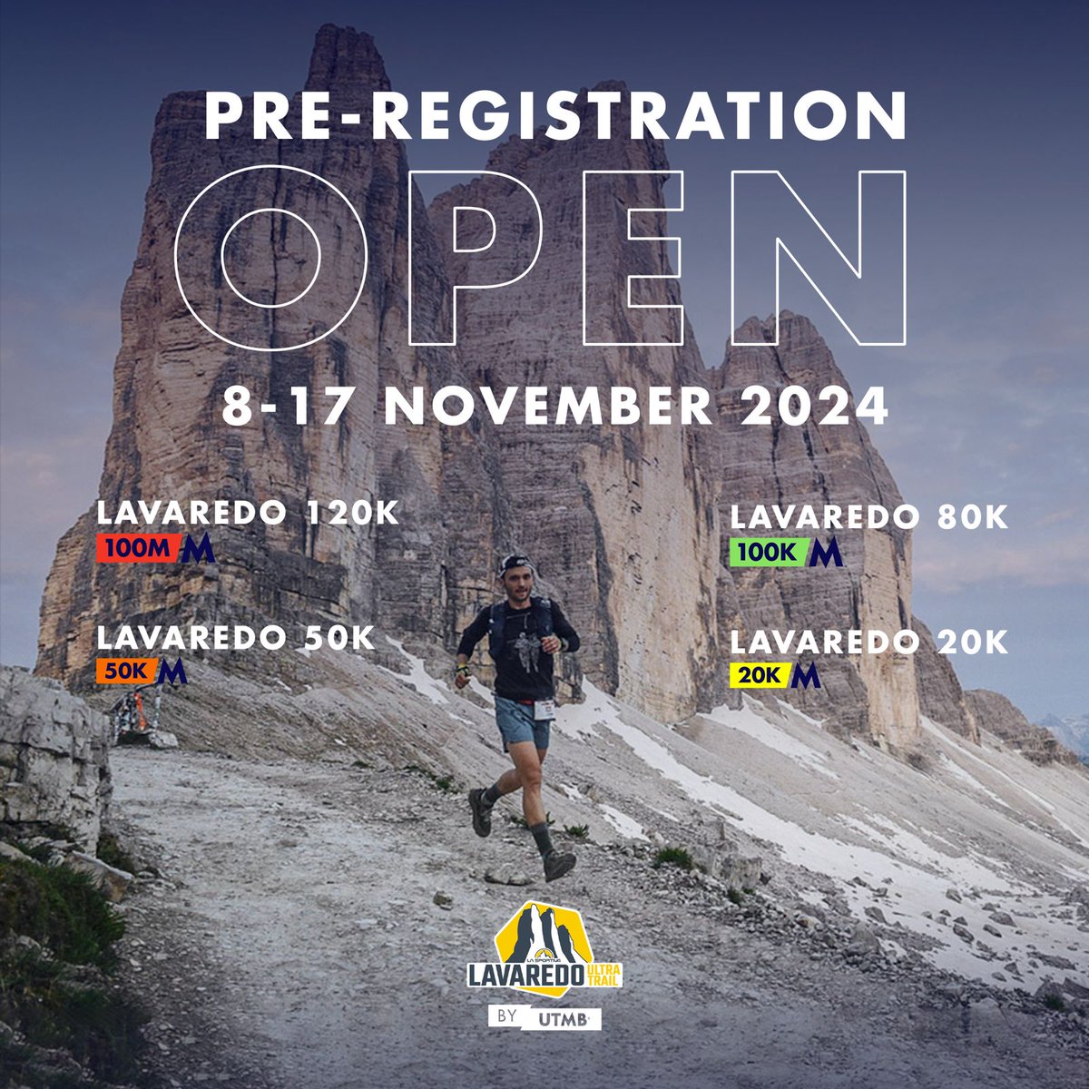 La Sportiva Lavaredo Ultra Trail by UTMB (@lavaredout) on Twitter photo #Lavaredo2025 PRE-REGISTRATION OPEN ⚡PRE-REGISTRAZIONI APERTE
Step into greatness and pre-register now!
🗓️ Pre-registrations for La Sportiva Lavaredo Ultra Trail by UTMB 2025 are now open until November 17th
Check on lavaredo.utmb.world for all the requirements 🔗 #Lavaredo2025 PRE-REGISTRATION OPEN ⚡PRE-REGISTRAZIONI APERTE
Step into greatness and pre-register now!
🗓️ Pre-registrations for La Sportiva Lavaredo Ultra Trail by UTMB 2025 are now open until November 17th
Check on lavaredo.utmb.world for all the requirements 🔗
