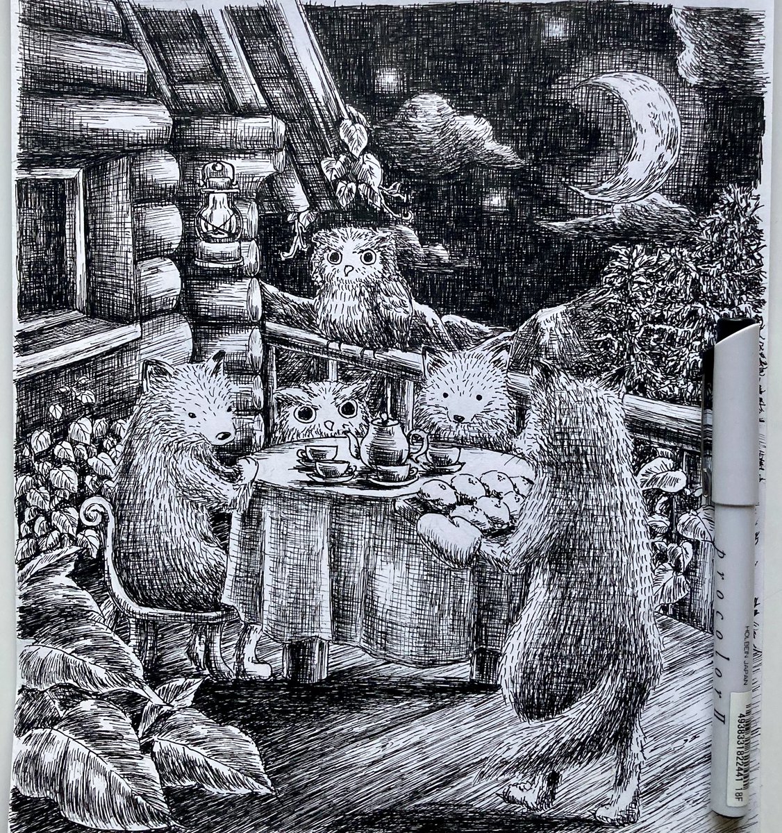 #線画の日 
過去作の着彩前の線画です。 
