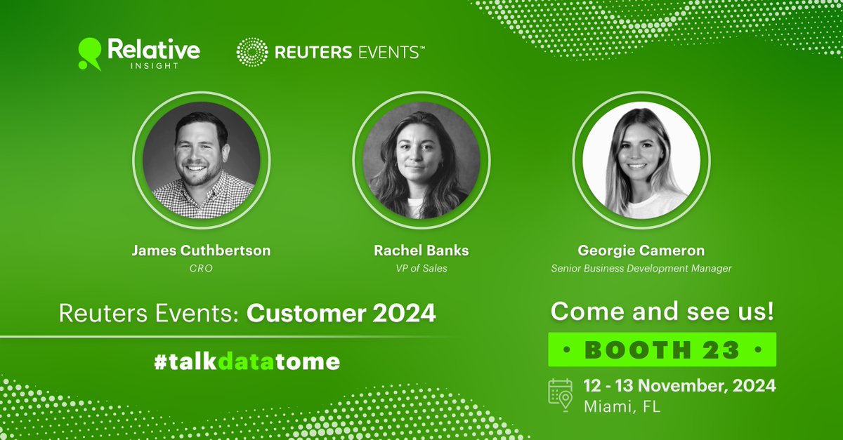 We are headed to Miami for #ReutersCustomer2024! We’re excited to join the conversation about transforming the customer experience. 

If you’re attending, swing by our big green booth to chat all things CX.

See you in Miami! ☀️🌴 #TalkDataToMe