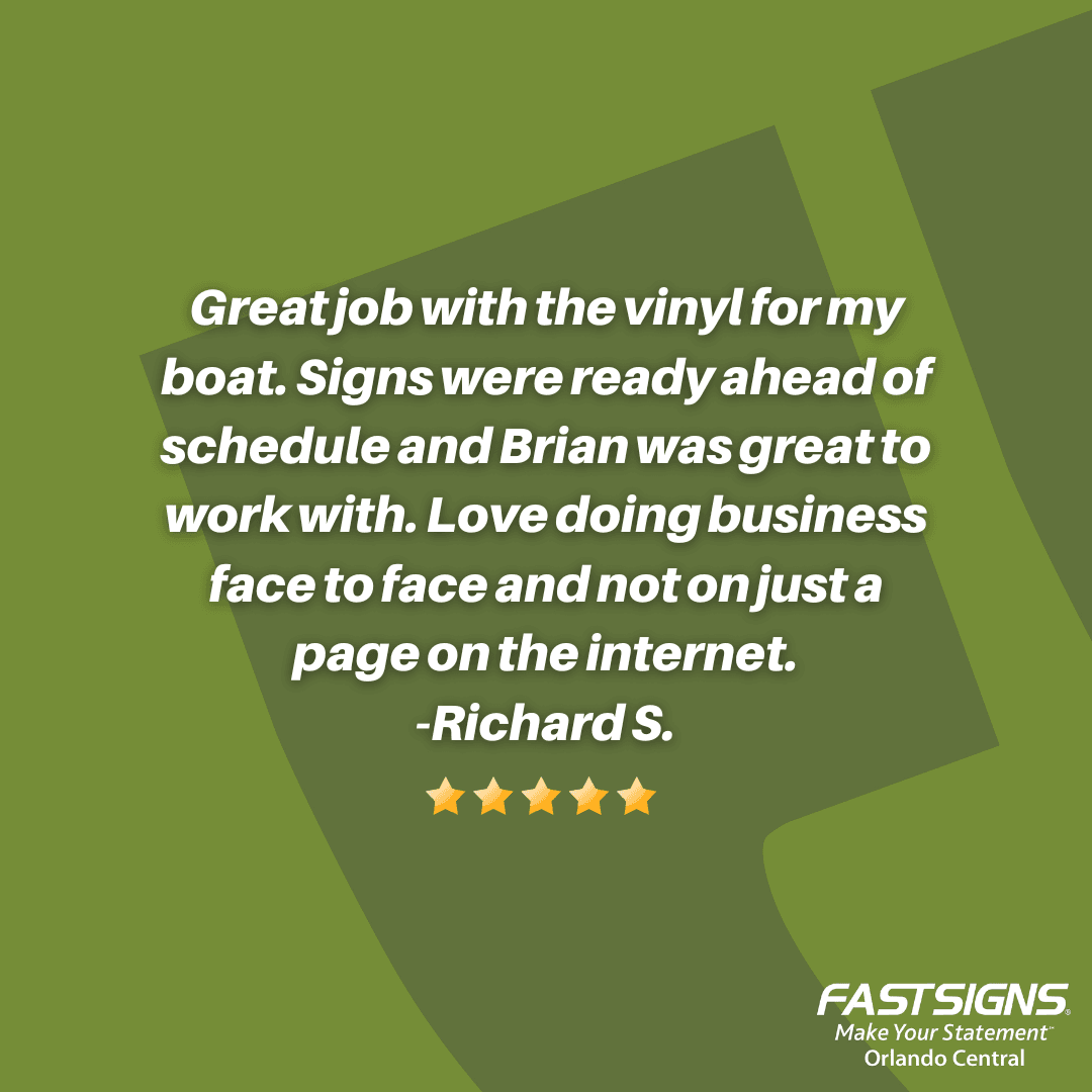 FastsignsOrland's tweet image. Thank you for the kind words Richard! We appreciate your business and look forward to working with you again in the near future!

#fastsigns #fastsignsdidit #realreviews #customerservice #dreamteam #signs #shoplocalorlando #orlandosmallbusiness