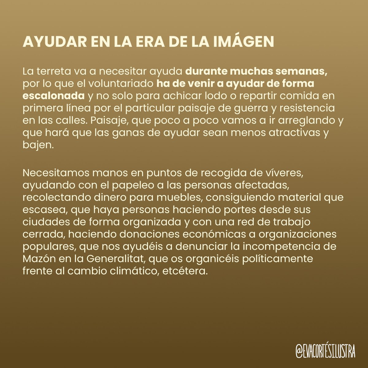 🙏Vamos a seguir necesitando ayuda durante bastantes semanas, y mucha de esa ayuda no se realiza entre el lodo. Sabemos que es mucho más atractivo estar en las zonas cero, pero la ayuda se necesita también en almacenes de la ciudad o delante de una pantalla haciendo papeleo 👇