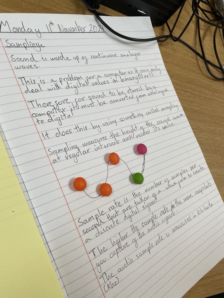 PATKingsSchool's tweet image. This week, Year 10 are exploring Nyquist's Theorem in #ComputerScience with a little help from Mr Millar's sweet stash to support them along the way! The topic is also supported by a piece of key reading that students can access via the LRC and Google Classroom! #digitalaudio