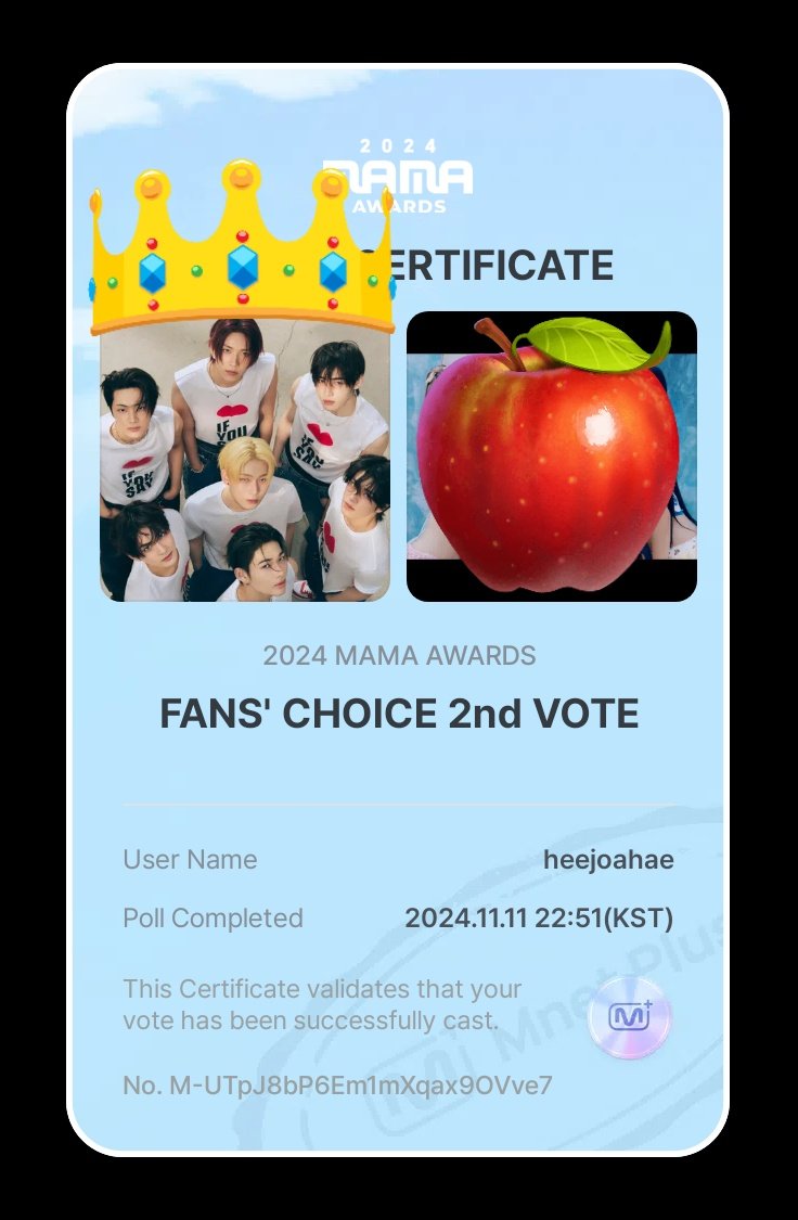 heejoahae's tweet photo. i vote for #ENHYPEN #엔하이픈 at #2024MAMAVOTE 🍎😚✌🏻 https://t.co/eDxWCOhtqN