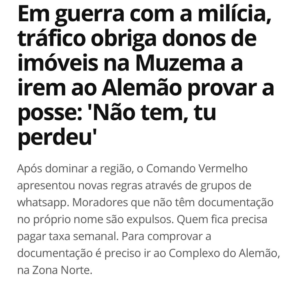 Em mais um episódio do poder paralelo deixando de ser paralelo na nossa cidade, vem aí o RGI do Tráfico. 

Para quem é de fora do Rio pode ser difícil de entender, mas hoje a venda de drogas não é mais a atividade mais importante do tráfico de drogas na cidade.

Só na Rocinha, o