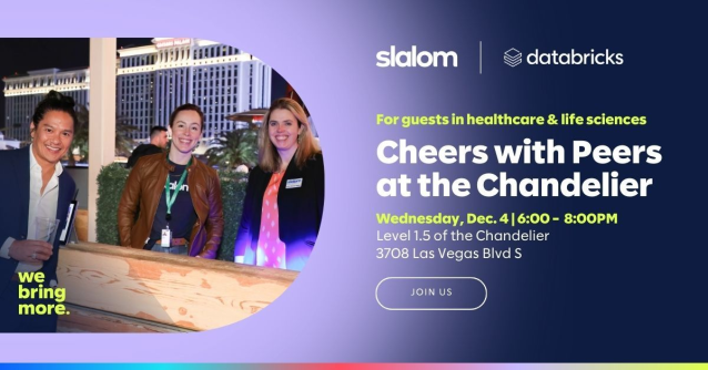 toadx's tweet photo. Slalom is hosting space at The Chandelier for customers, partners, and colleagues in #healthcare and #lifesciences to network and toast to the future. If you’re in the sector and in Vegas for #AWSreInvent, join us. #imwithslalom https://t.co/W9FdiHY6d6 https://t.co/XOgt4HI5vV
