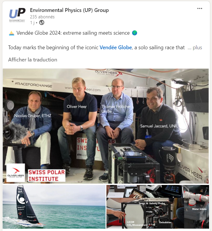 Swiss Polar Institute @swisspolar.bsky.social (@swisspolar) on Twitter photo 📣 The <a href="/VendeeGlobeENG/">🇬🇧 Vendée Globe</a> started yesterday, and so the #data collection continues thanks to <a href="/OliverHeerOHOR/">Oliver Heer</a> ! We wish Ollie a safe journey around the🌍 & invite you to follow the Environmental Physics (UP) Group for regular updates on the science campaign👇
linkedin.com/company/up-gro… 📣 The <a href="/VendeeGlobeENG/">🇬🇧 Vendée Globe</a> started yesterday, and so the #data collection continues thanks to <a href="/OliverHeerOHOR/">Oliver Heer</a> ! We wish Ollie a safe journey around the🌍 & invite you to follow the Environmental Physics (UP) Group for regular updates on the science campaign👇
linkedin.com/company/up-gro…