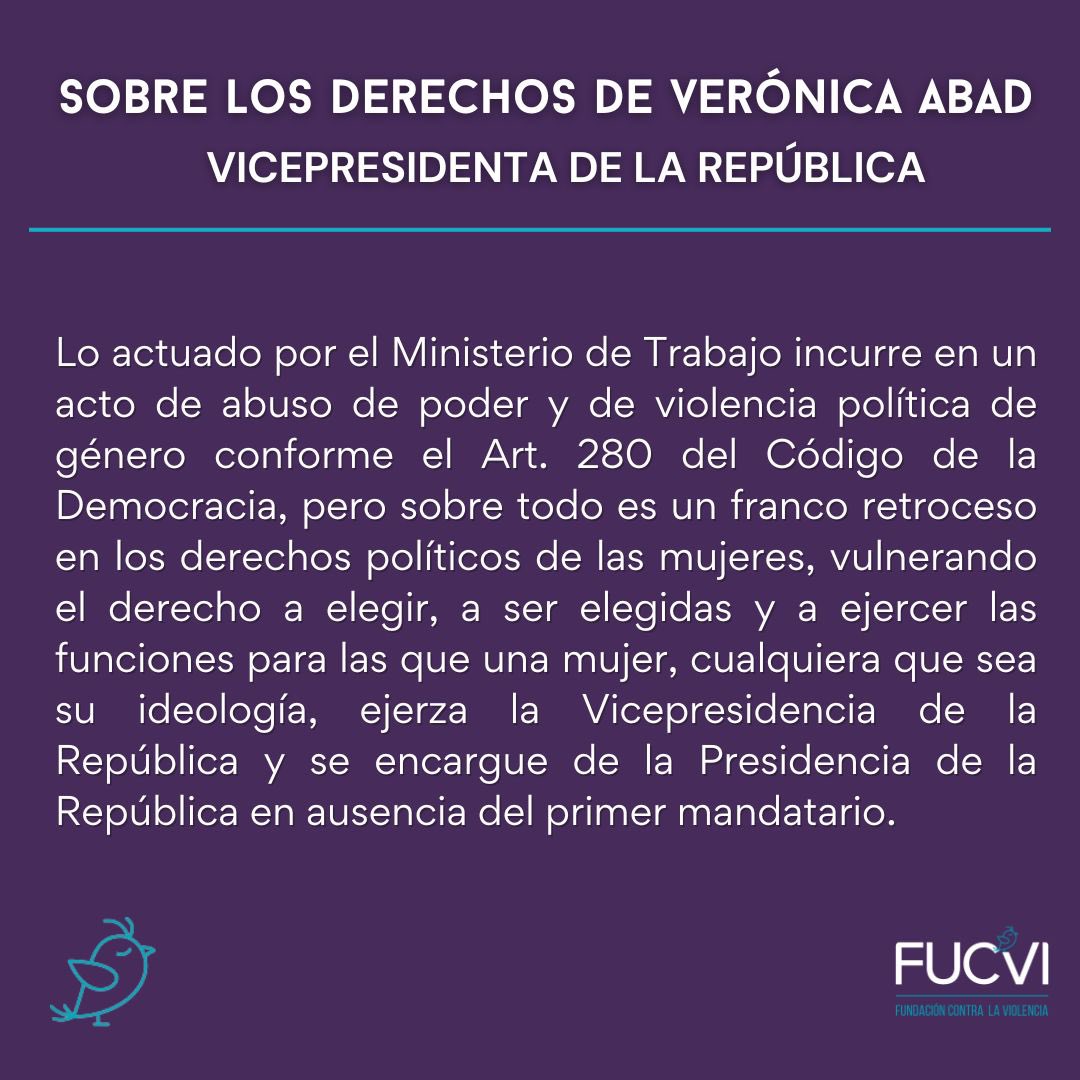 FucviEC's tweet photo. #fucvi #veronicaabad #derechos #justicia #vicepresidencia #DanielNoboa #defensadederechos #ministeriodeltrabajo https://t.co/bwKJ89A2y2