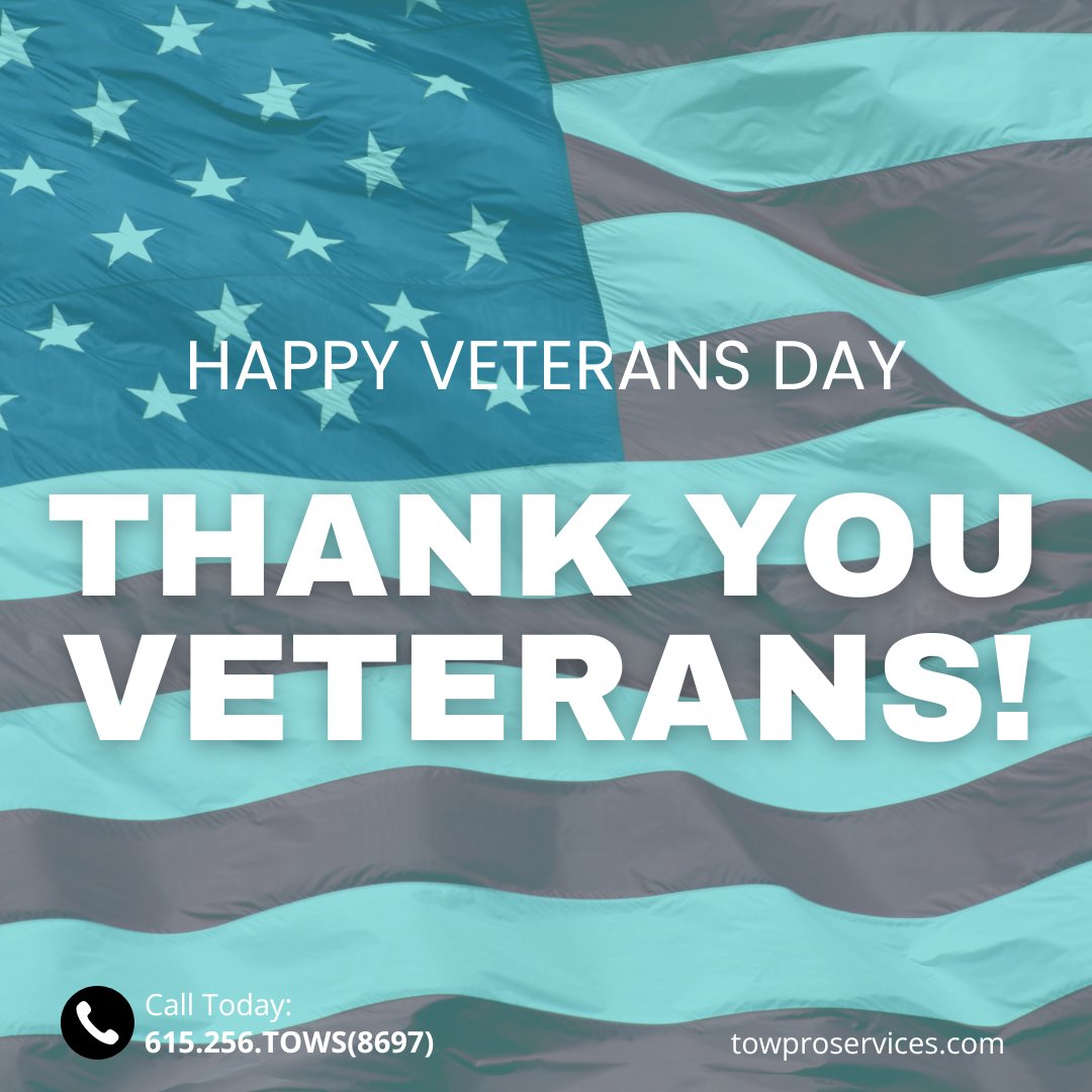 TowProTN's tweet photo. Today, we take a moment to honor and thank all the brave men and women who have served our country. At Tow Pro, we are proud to support our local veterans and military families. 🇺🇸💙

Thank you for your service!

#TowPro #VeteransDay #ThankYouForYourService https://t.co/DeBBBr11je