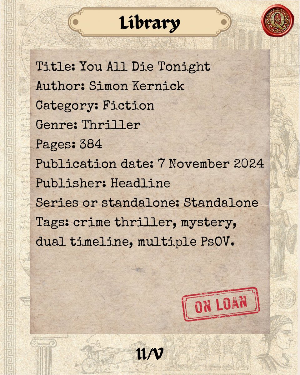 QuirinusReads's tweet image. Today I’m reviewing #YouAllDieTonight by @simonkernick which I thoroughly enjoyed, the latter half in particular had me gripped! Thanks to @joe_thomas25 for my proof copy. This was my first book by this author and I’m now hunting for another!