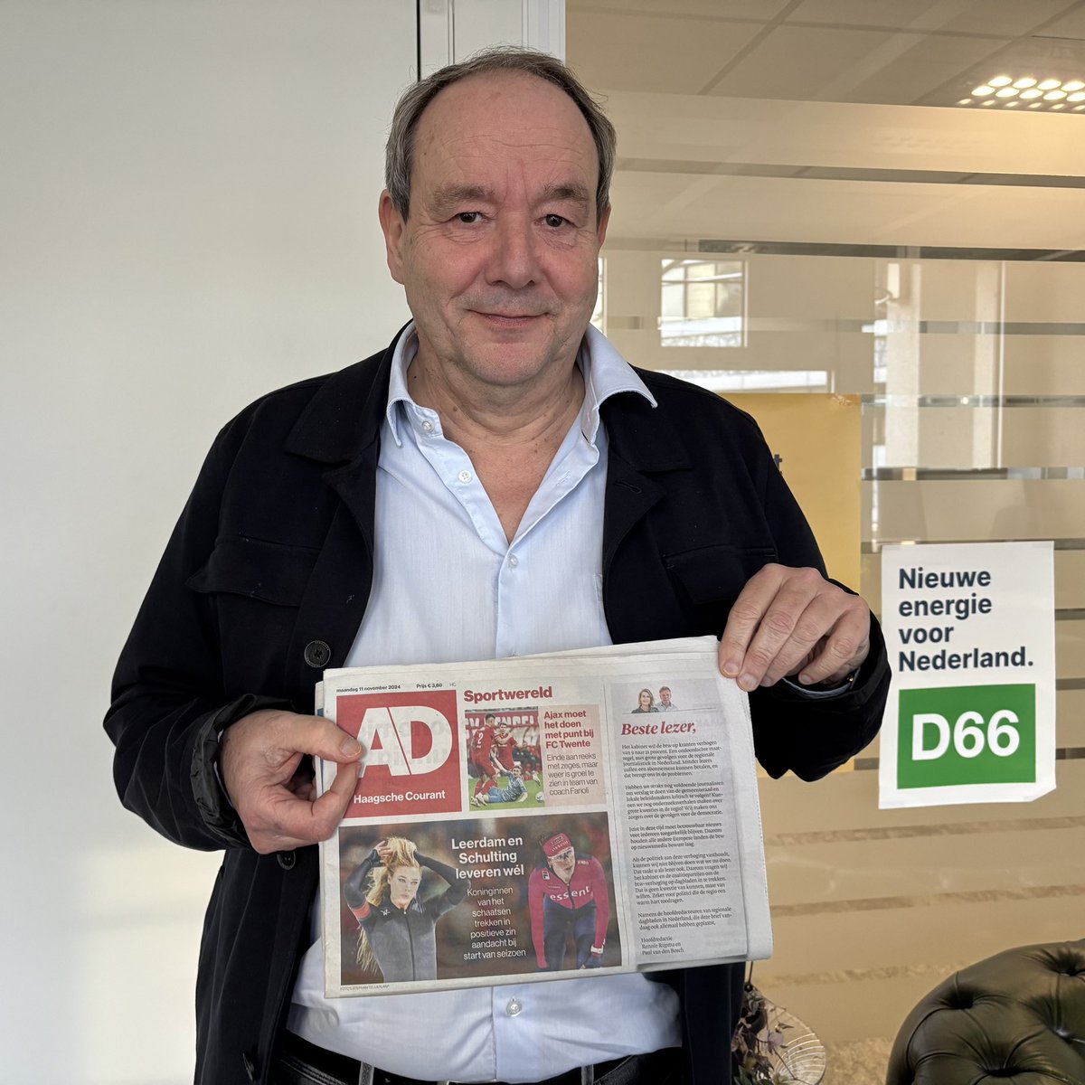 Hoofdredacteuren van regionale kranten luiden vandaag de noodklok: de btw-verhoging zet de toegang tot betrouwbaar nieuws op het spel.

Namens D66 blijf ik mij verzetten. PVV, VVD, NSC en BBB hebben tot donderdag om tot inkeer te komen. Dan stemt de Tweede Kamer hierover (1/2).