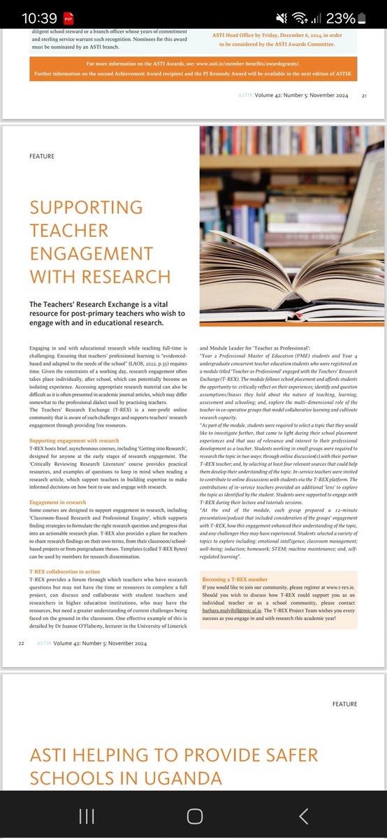 A lovely start to the week with an article on <a href="/EducationTREX/">T-REX</a> published in this month's ASTIR.

Thanks to <a href="/astiunion/">ASTI</a> for the feature! 😊

Full article can be accessed at: asti.ie/document-libra…

<a href="/MICEducationFac/">Faculty of Education, Mary Immaculate College.</a>