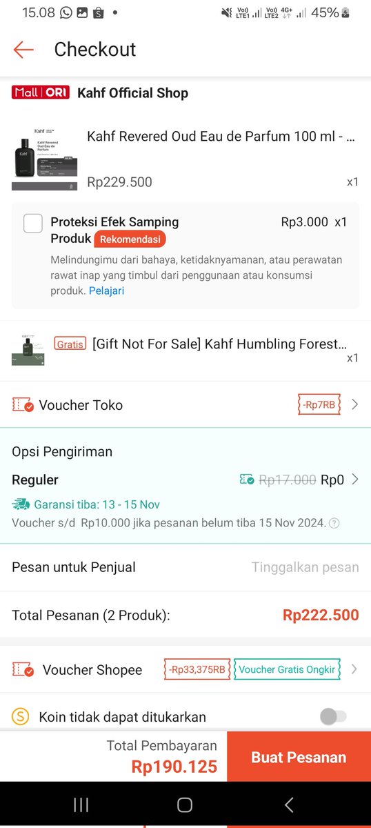 Kalian buruan cek official store nya Kahf di shopee deh, ini mah udah gila-gilaan banget potongannya. Kapan lagi beli satu parfum masih dapet gift lagi, buruan co gihh id.shp.ee/CPvGukJ

#ShopeePuncak1111