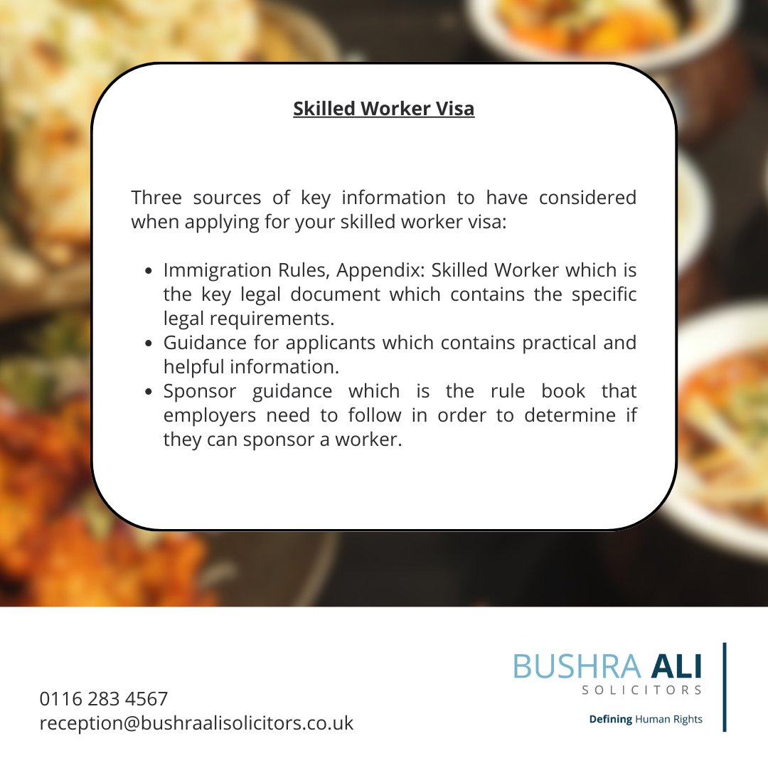 BushraSolicitor's tweet photo. Skilled Worker Visa

If you require assistance with a skilled worker visa or sponsor licence, please contact us on reception@bushraalisolicitors.co.ukor 0116 238 4567.

#immigration #ukimmigration #sponsorlicence #skilledworker #visa #visaapplication #remaininuk #leavetoremain https://t.co/dcqI4BQIER