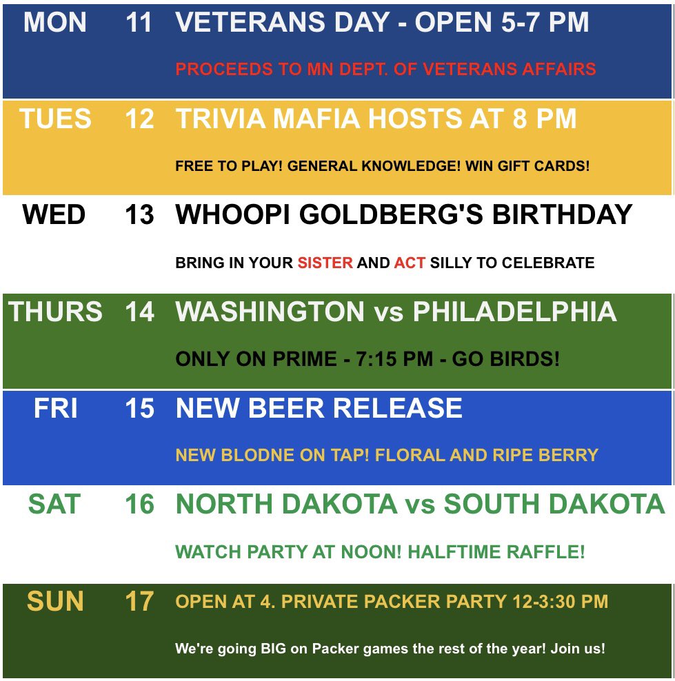 #packers #northDakota #VeteransDay2024 #gobirds #beer #brewery #blondes
