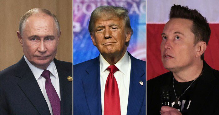 aintscarylarry's tweet photo. trump and Putin and Musk. You wanna talk about an Axis of Evil, there it is. They took everything. https://t.co/0fdBM9tV07