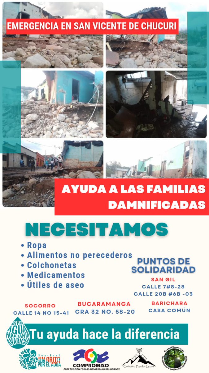 Solidaridad con nuestros paisanos de San Vicente de Chucurí (Santander) tras la avalancha de la Quebrada Las Cruces.
<a href="/alejovargasve/">ALEJO VARGAS V</a>
<a href="/carlosvelandiaj/">@CarlosVelandiaJ</a>
<a href="/carlosaruizr/">carlosruiz</a>
<a href="/luchoceliscnai/">Luis Eduardo Celis</a>
<a href="/MantillaIgnacio/">Ignacio Mantilla Prada</a>
<a href="/SimondSantander/">Simón</a>
<a href="/JCOrdonez01/">Juan Carlos Ordóñez</a>
<a href="/GloriaFlorezSI/">Gloria Flórez Senadora</a>
<a href="/AlirioUribeMuoz/">Alirio Uribe Muñoz</a>
<a href="/ClaraLopezObre/">Clara López Obregón</a>