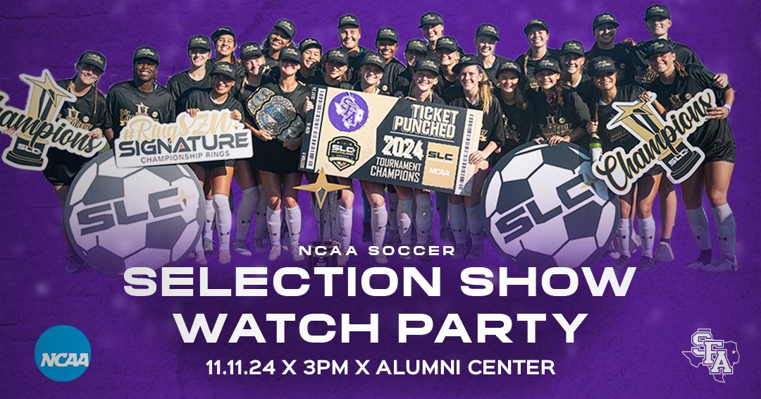 SFA_Soccer's tweet photo. Fans, join us TODAY at 3:00 p.m. at the Alumni Center to see who we will face in the First Round of the NCAA Tournament!

#AxeEm https://t.co/ph7Jnwxqqu