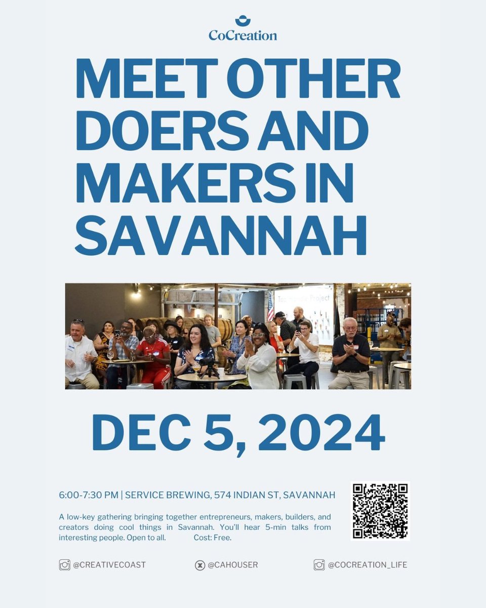 The first Doers &amp; Makers event was a blast - make sure you don't miss the December edition!

Join CoCreation at Service Brewing on December 5th at 6PM - see you there!

RSVP here: loom.ly/7U26cEc