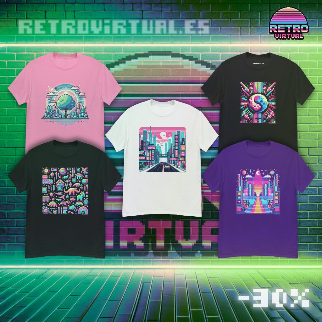RetroVirtualX's tweet image. ✨¡OFERTAS DE LA SEMANA!✨

👾🚀 ¡Descubre las nuevas ofertas de la semana en la web de @RetroVirtualX!

☯️🦖🌆👕🌄👜🏙️🦕☯️
#Retrovirtual #OfertasDeLaSemana #ModaUnisex #PixelArt #MarcaDeRopa #Descuentos #EquilibroDigital #CiudadPixel #AventuraNocturna #DinoGame #ParaisoPixelado
