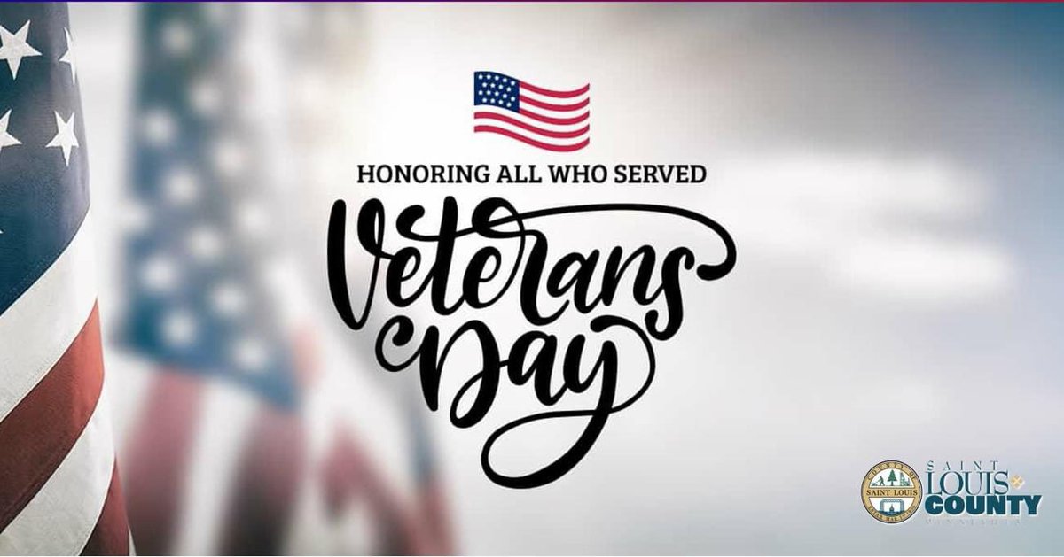 Thank you to the 13,000+ veterans who call St. Louis County home. We are grateful for your service!
As a reminder to all - county offices are closed today in observance of the Veterans Day holiday.