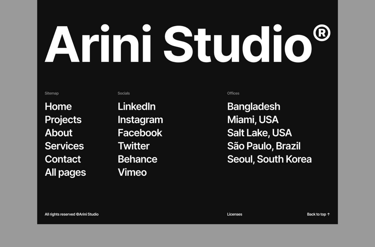 Arini Studio / Footer