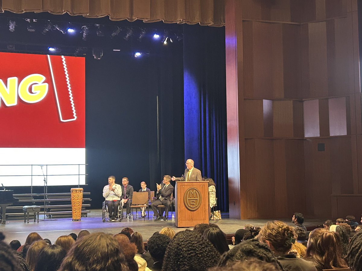miltonhershey's tweet photo. Milton Hershey School President Pete Gurt ’85 delivers closing remarks during the 2024 Founders Day Assembly. He challenges the MHS community to Raise the Bar.  #MHSFoundersWeek https://t.co/8fB7Le2U98