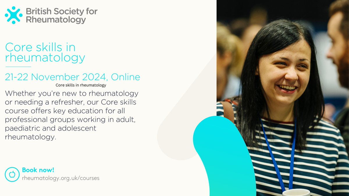 🚀 Don’t miss out on our flagship Core Skills in  Rheumatology course! Join us online on Nov 21-22. Perfect for all professionals in adult, pediatric &amp; adolescent rheumatology. Secure your spot today! bit.ly/3SVDLtS