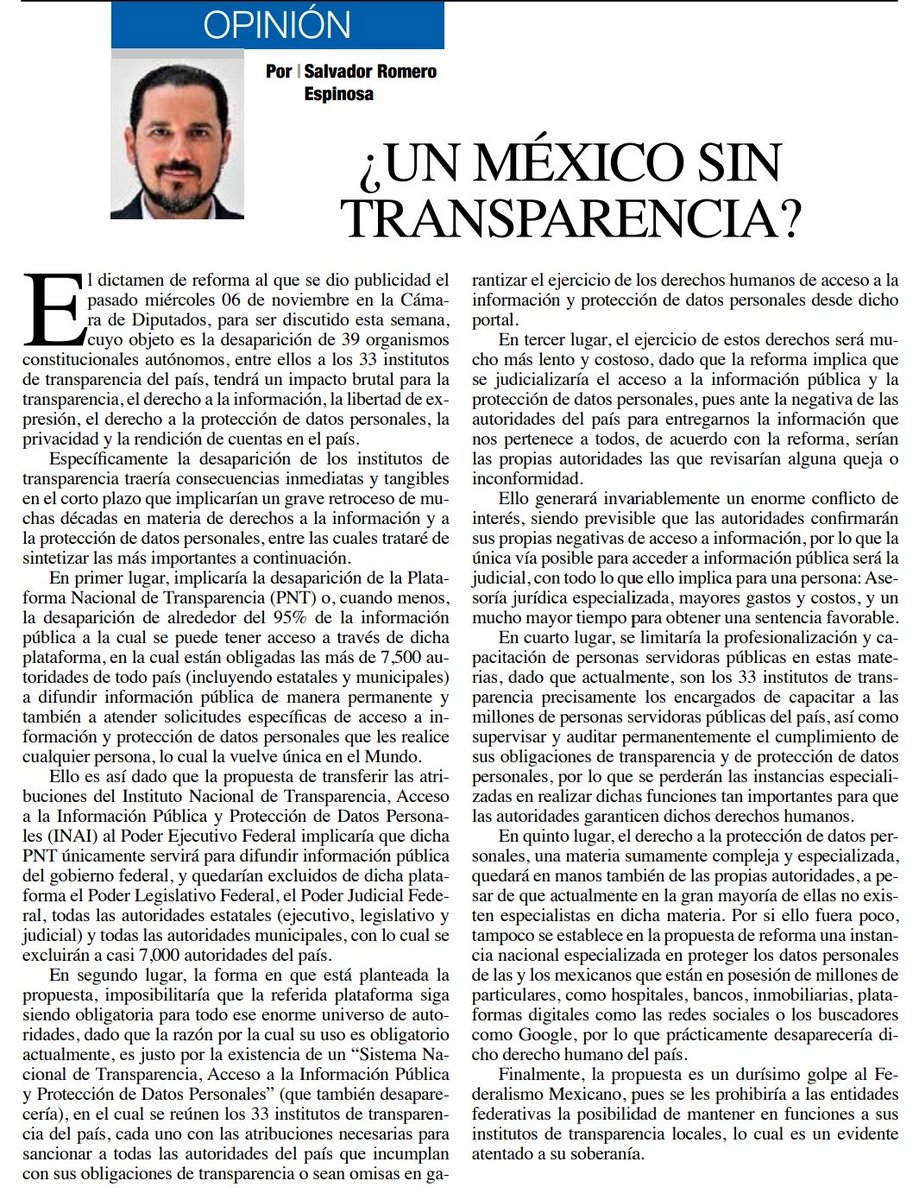 ¿Un México sin Transparencia?

El dictamen de reforma cuyo objeto es la desaparición de 39 organismos constitucionales autónomos, entre ellos a los 33 institutos de transparencia del país, tendrá un impacto brutal para la transparencia, el derecho a la información, la libertad de