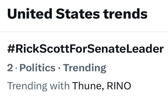 #RickScottForSenateLeader is Trending #2 on 𝕏