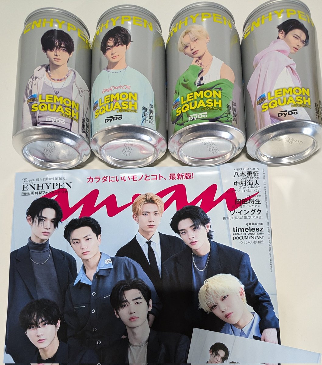 naaaaa2023's tweet photo. ananやっとGET🤍そんで自販機には出会えてないけどやっと今日ウエルシアでレモンスカッシュ見つけたー!😭✨ヒスンとジェイとジェイク在庫無かったけど😭
明日違う店舗に行かねば。
#レモンスカッシュ #ENHYPEN #エナプ #エナイプン #DyDo #LEMONSQUASH https://t.co/hhtyUvSbYi