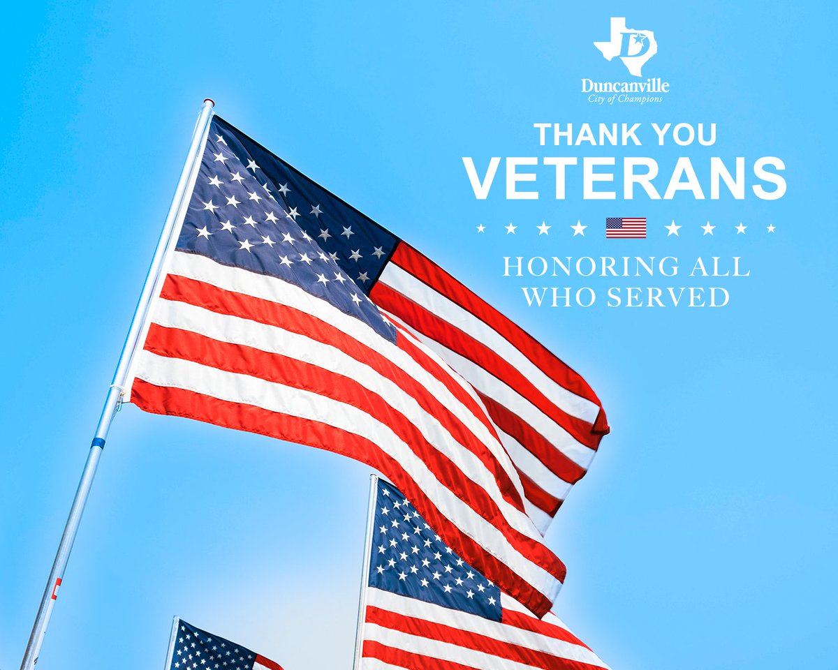On this Veterans Day, we salute all of the brave and honorable men and women who have served our country. We thank you for your sacrifice, courage, and unwavering dedication to our way of life.

#VeteransDay #CityOfDuncanville #DuncanvilleTX #CityOfChampions