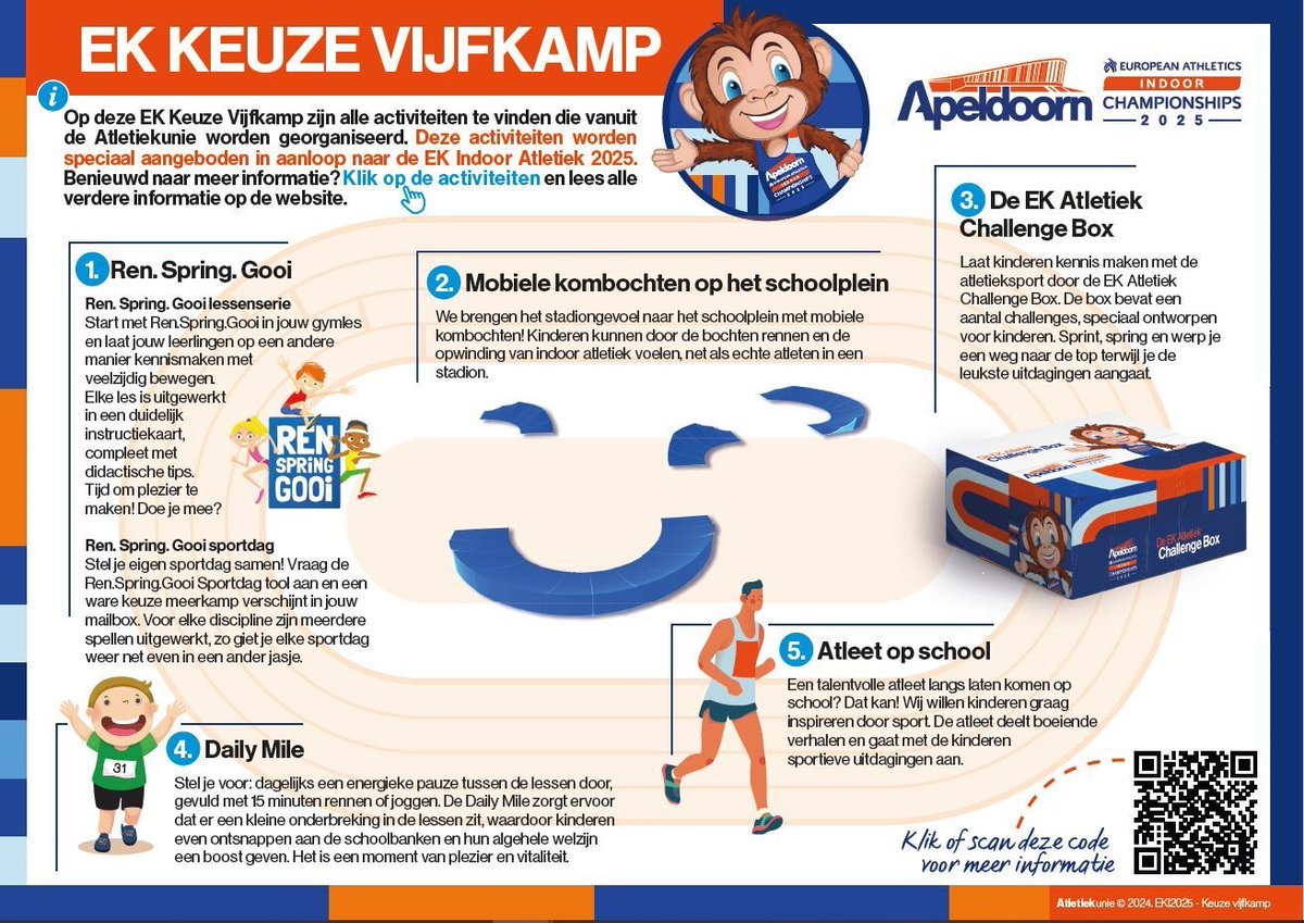 𝗕𝗲𝘄𝗲𝗲𝗴 𝗺𝗲𝗲 𝗿𝗶𝗰𝗵𝘁𝗶𝗻𝗴 𝗘𝗞 𝗔𝘁𝗹𝗲𝘁𝗶𝗲𝗸 𝗶𝗻 𝗔𝗽𝗲𝗹𝗱𝗼𝗼𝗿𝗻! 🏃‍♀️Voor Gelderse basisscholen &amp; sportverenigingen heeft <a href="/Atletiekunie/">Atletiekunie</a> i.s.m. <a href="/Goedinbewegen/">GSF</a> en <a href="/provgelderland/">Provincie Gelderland</a> de 𝗘𝗞 𝗖𝗵𝗮𝗹𝗹𝗲𝗻𝗴𝗲 𝗕𝗼𝘅 ontwikkeld.🎉 Ontdek meer👉ap.lc/xZMbh