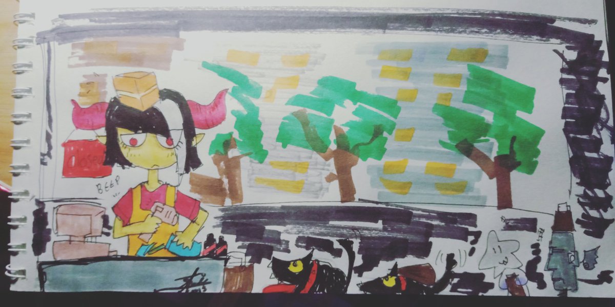 Its a rather more doodle than actual art but eh. Here it is. From yesterdays #TCG

#HellockGallery
<a href="/iva_hellock/">Iva Hellock | Demon Prison Warden VT🚨⛓️</a> 

Plus Lilstar and Pebblepal