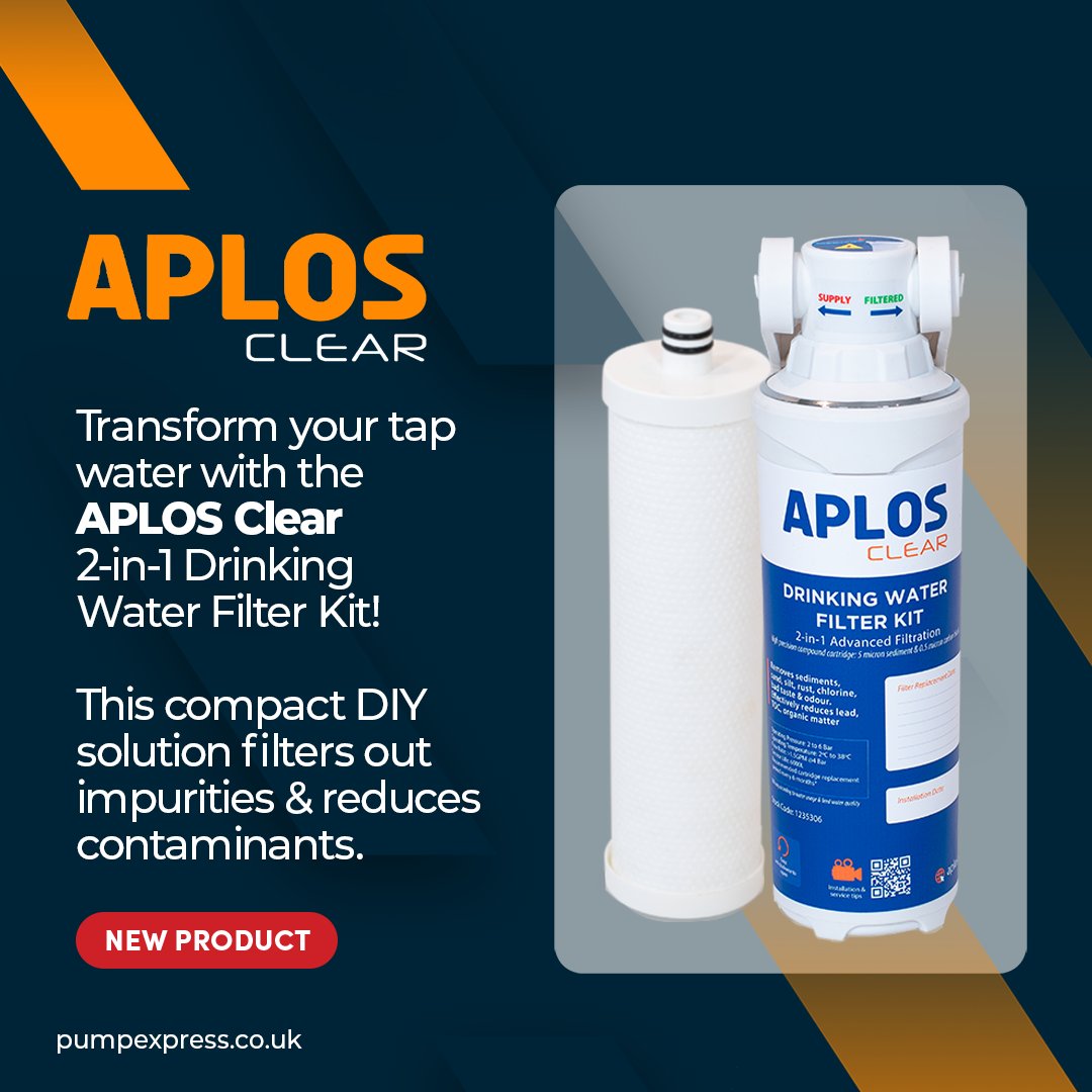 🌊💧 Upgrade your drinking water with APLOS Clear!

🛠️ Easy installation
🔄 Filter lasts up to 6 months
- with inexpensive replacements
🌟 Enjoy up to 27.44/Lpm of clean water daily!

#PumpExpress #APLOSClear #WaterFilter #HealthyLiving