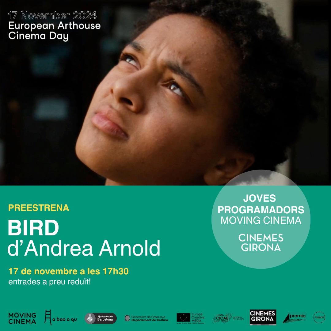El 17/11, 17h30 preestrena única de BIRD d’<a href="/AndreaArnoldOBE/">Andrea Arnold OBE</a> amb #JovesProgramadors <a href="/MovingCinema_/">Moving Cinema</a> al <a href="/Cinemes_Girona/">Cinemes Girona BCN</a>!

<a href="/JP_MovingCinema/">Joves Programadors Moving Cinema</a>: "Una pel·lícula que mostra el món interior de la protagonista i el seu procés de creixement vital des d’una gran proximitat"
