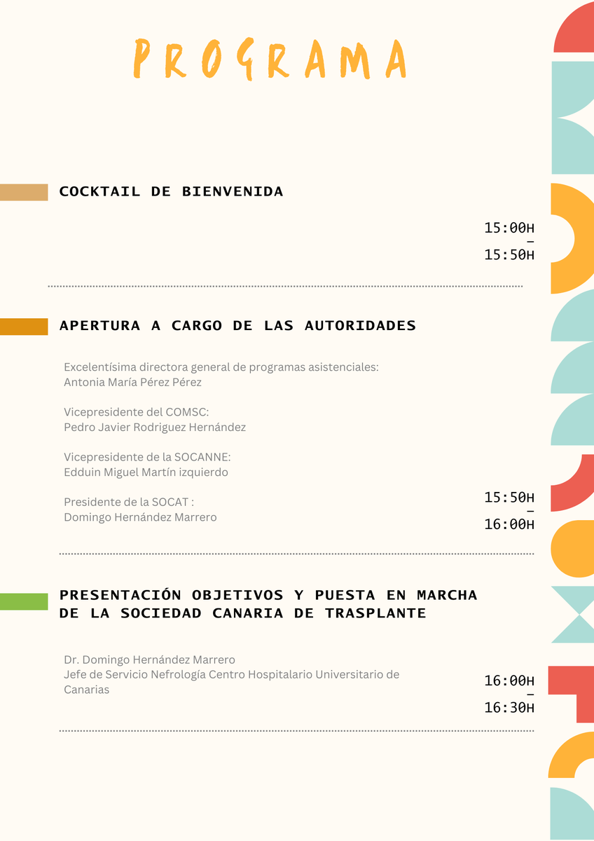 SCNefrologia's tweet photo. No te pierdas la reunión de Registros de Trasplantes de Órganos Sólidos este Jueves 14 de Noviembre.

Aprovecharemos la ocasión para presentar los objetivos y la puesta en marcha de la Sociedad Canaria de Trasplante. #SOCAT 

¡Los esperamos! #Trasplantes #SOCANNE #SOCAT https://t.co/NmuqEXfwwu